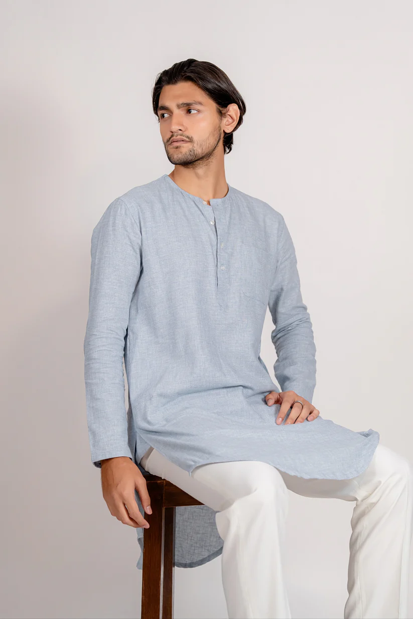 Picture of Zayyan Contemporary Kurta - Light Blue