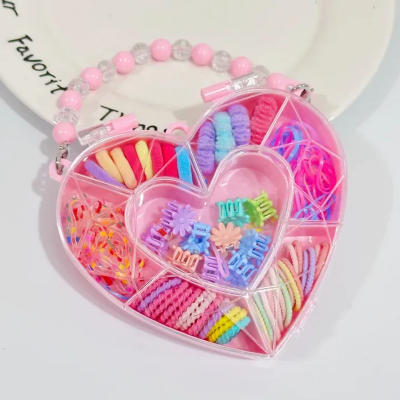 Picture of MultiColor Hair Accessories Kit – Perfect for Little Princess- Heart Shape Hair Band Set