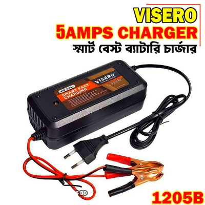 Picture of 12V 5A VIO-1205B Smart Fast Battery Charger for Solar Car IPS Strip Light LED Acid Battery - Multimeter for Accurate Measurements and Monitoring by Power Flash - 12V 5Amp Adaptor