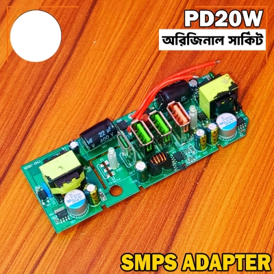 Picture of PD20W QC 3.0 fast charging board 220V to 5v 9v 12v dual USB Type C port SMPS Adapter - Green