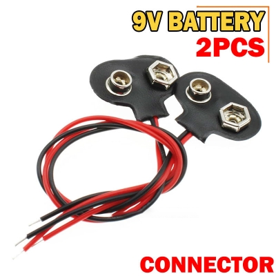 Picture of 2PCS- 9V Battery Connector BLACK Color DC 9V Battery Clip Connector Leads Socket 6F22 Battery Holder Snap Cables 9 Volt For Arduino Electronics Projects Power Supply - Black T Connector