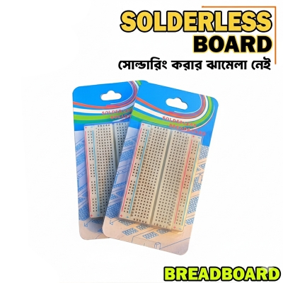 Picture of 400 Point Breadboard Medium Size Solderless WHITE Prototyping Test Circuit Board Plug-In 400 Tie Points Pin For Arduino Project Board Cables Connectors DIY - White