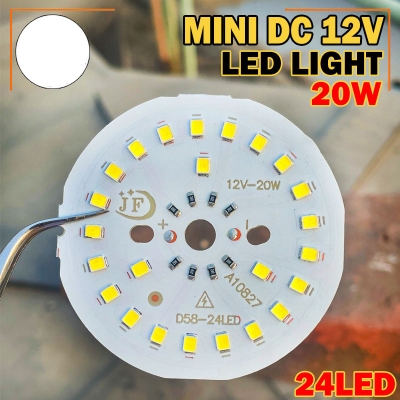 Picture of Solar DC 12V LED Lamp Plate 20W 24LED Round No Need Driver Smart Bulb Lamp For DIY Golden Color LED Floodlight Spotlight PCB Round shape DC 12 V LED Bulb Lamp Plate 20W Direct DC Led Light Plate - White