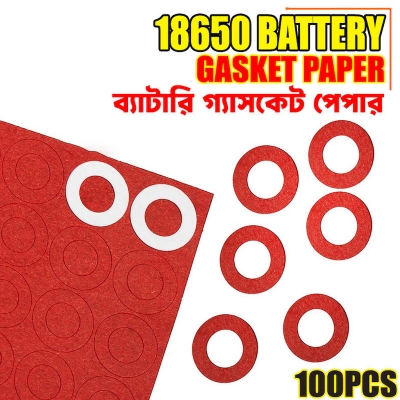 Picture of 18650 Li-ion Battery Insulation Gasket Pack | Red Adhesive Paper Electrode Insulated Pads - BatteryGasket 100PCS