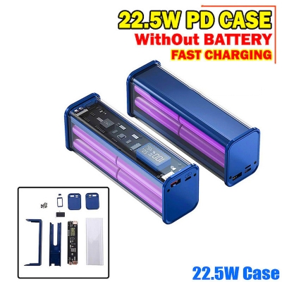Picture of Professional PD22.5W DIY Battery Charger Case Fast Charging Case for 8PCS 18650 Polymer 20000mA Battery Charging Power Bank Box Battery Charger (Without Battery) - Yellow