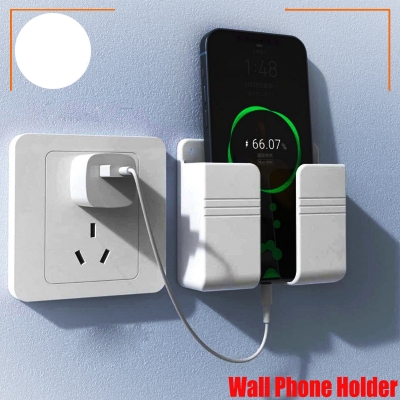 Picture of Wall Phone Holder For Phone Mounted Storage Box Remote Control Storage Organizer Case For Air Conditioner TV Mobile Stand Rack - White