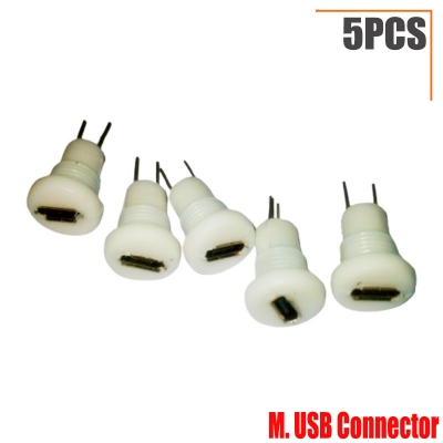 Picture of Micro USB Female Socket Panel Mount-5Pcs - White