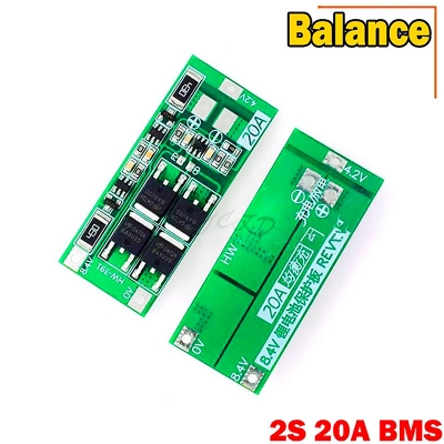 Picture of 2S BMS 20A Circuit Module 8.4v Li-Ion Battery Protection Board-Balance - Green