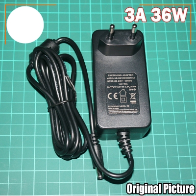 Picture of DC 12V 3A AC 100-240V Converter Adapter Charger Power Supply 3A High Quality Adaptor (Black) - Black