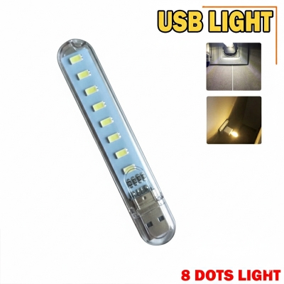 Picture of Mini Portable USB LED 5V 8 LED Light SMD Table Desk Lamp Book Flashlight Night Light for Power Bank Laptop Camping - White