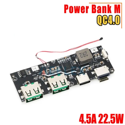 Picture of QC4.0 QC3.0 LED Dual USB 5V 4.5A 22.5W Micro/Type-C USB Mobile Power Bank 18650 Charging Module Temperature / Circuit Protection - Black