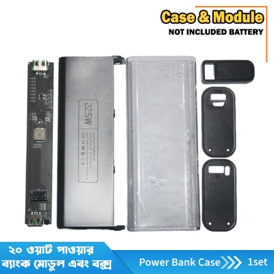 Picture of Battery Charger Case Portable DIY Power Bank Box Digital Number Display PD22.5W Dual-Direction Fast Charging Case for 4PCS 21700 Battery (Battery Not included) - - Grey silver