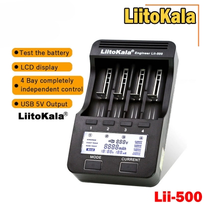 Picture of LiitoKala Lii-500 Battery charger for 18650 26650 AA AAA battery LCD display test the battery capacity-Charger Not Included - Black