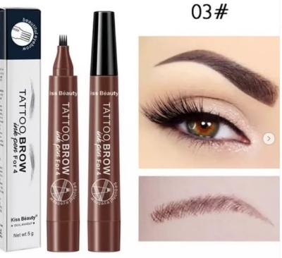 Picture of 4 Point Eyebrow Pencil Maquillajes Waterproof Liquid Eyebrow Pen Dark Brown 