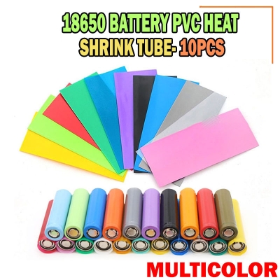 Picture of 18650 Lithium-Ion Battery Wrap PVC Heat Shrink Tube (10PCS) Insulated Film Protect Case Pack Sleeving - Multicolor