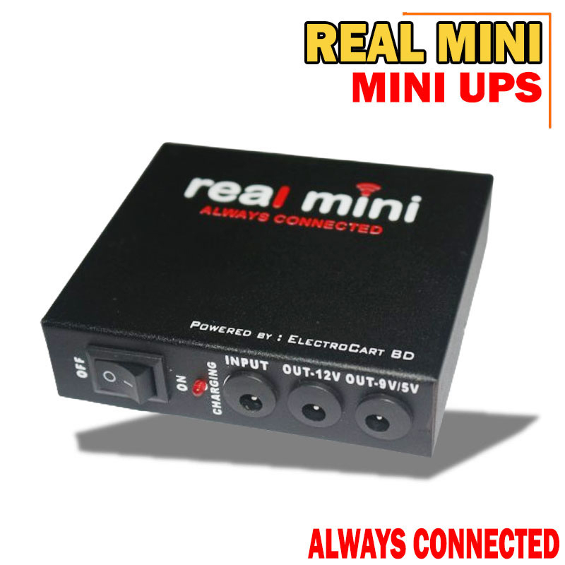 Picture of Real Mini UPS 8800 mAh DC UPS for Router, Onu, CC Camera 9 12 Volt Output - Black