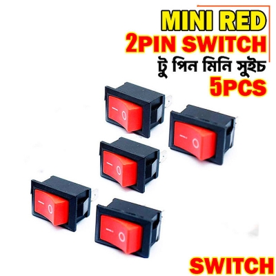 Picture of 5 PCS Electronics Mini 2 Pin SPST on/OFF Switch for Electronic Circuit PCB for Project or Experiment - Red