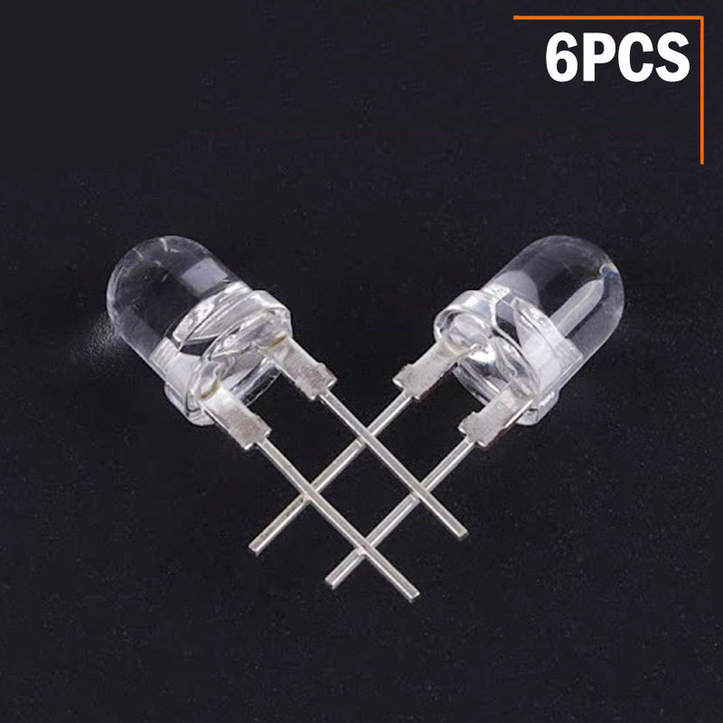 Picture of 6PCS- 10mm TRANSPARENT WHITE 10mm Water Clear LED White 10mm Ultra Bright Transparent Round 10mm LED Light Emitting Diode Water Clear White LED Light Bulbs - White