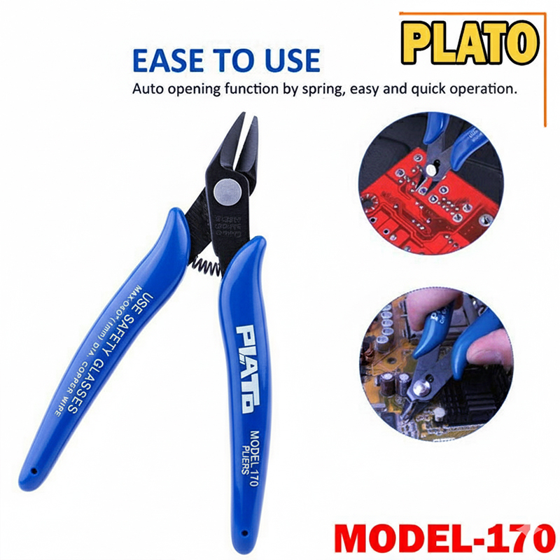 Picture of High-Quality Wire Cutter PLATO 170 Wishful Clamp DIY Electronic Diagonal Pliers Side Cutting Nippers - Precision Wire Cutting Tool for Electronics - Blue