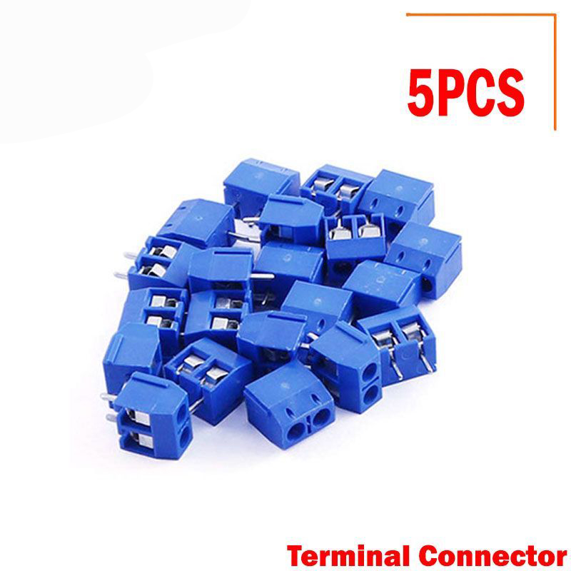 Picture of 5Pcs- 2Pin BLUE Color KF301-2P 2 Pin Plug-In PCB Mount Straight Screws Terminal Block Connector 5.08mm Pitch Socket Strips For Electronics Cables Connectors Terminals - Blue