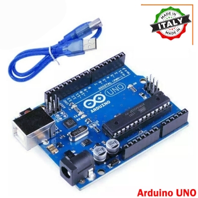 Picture of Arduino Uno R3 Development Board, Microcontroller Based on ATmega328 with USB Cable for Arduino, (Arduino Uno R3) Made in Italy - Blue