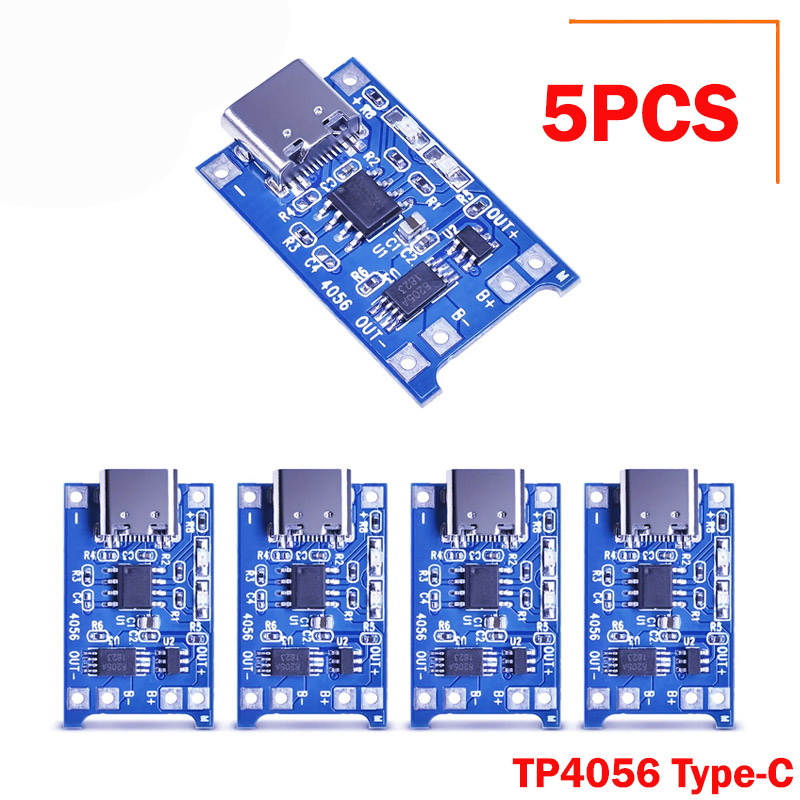 Picture of 5pcs TP4056 Type-c USB 5V 1A 18650 Lithium Battery Charger Module Charging Board with Dual Protection Functions - Blue