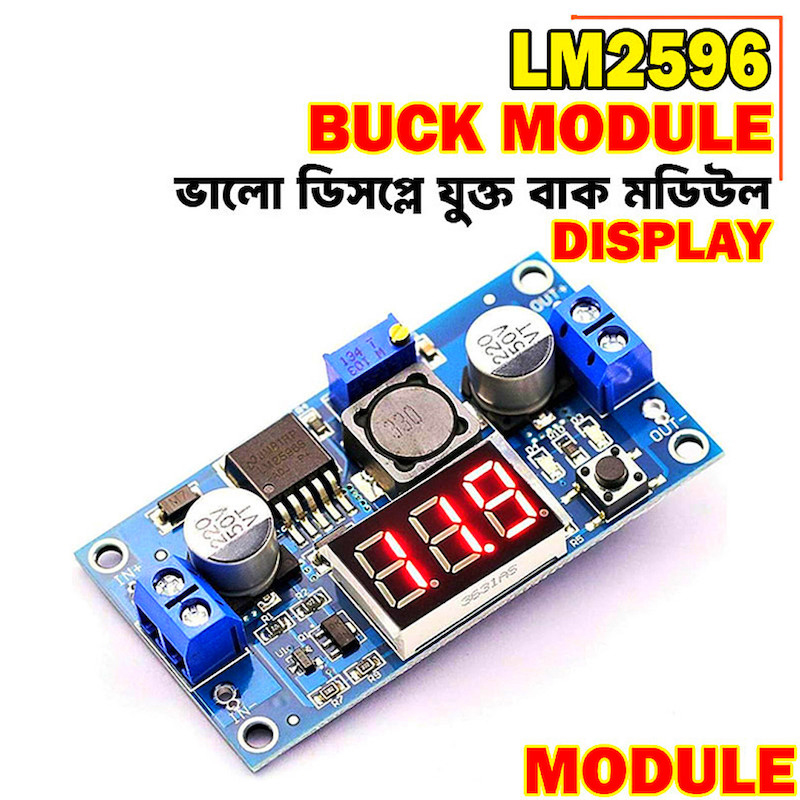 Picture of LM2596 Power Module With LED Voltmeter DC-DC Adjustable Step-Down Module With Digital Display - Blue