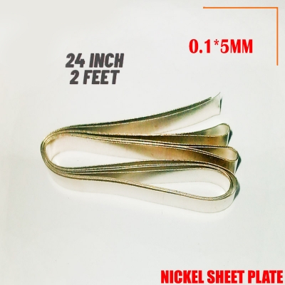 Picture of Nickel Strip for 18650 Li-ion Batteries - 0.1*5mm Nickel Sheet Plate - Suitable for Spot Welding - 24 Inch (2 Feet) Length - Battery Pack Assemblies - Silver