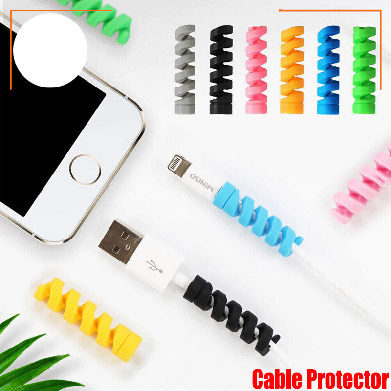 Picture of 4pcs Spiral Data Cable Protective Cover Suction Cup Is Suitable for The Charging Cable 0.03 mm / 4pcs Charger Cord Saver Cable Protector - Multicolor