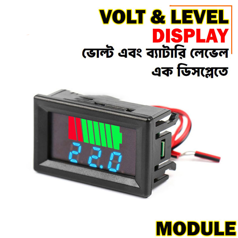 Picture of Battery Charge Level Indicator 12V 24V 36V 48V 60V 72V Lithium Battery Capacity Meter Tester With LED Voltmeter for Cars Motorcycles Etc