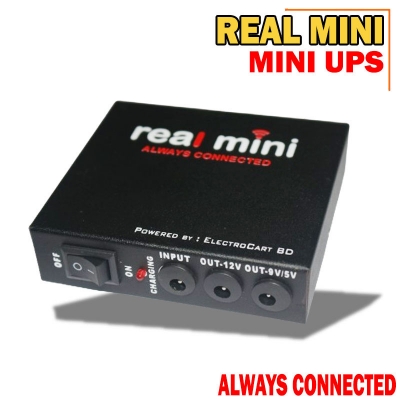 Picture of Real Mini UPS 8800 mAh DC UPS for Router, Onu, CC Camera 9 12 Volt Output - Black