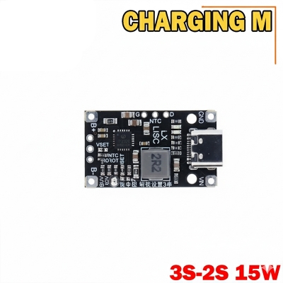 Picture of Type-C USB 2S/3S BMS 15W 8.4V 12.6V 1.5A Lithium Battery Charging Boost Module With Balanced Support Fast Charge With Indicator - Black