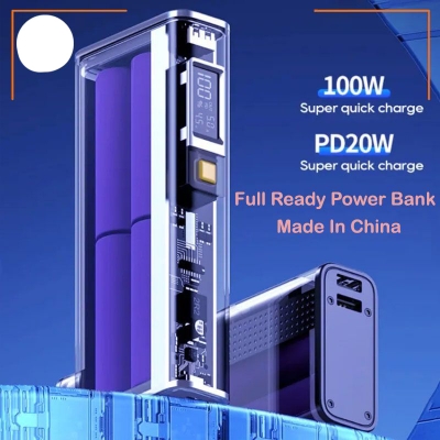 Picture of Two-way Kp-201 Transparent 20000mah 22.5W - 21700 Battery Smart Display Portable Source Punk Multi-protocol Fast Charge Power Bank - Silver