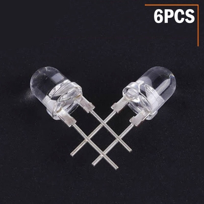 Picture of 6PCS- 10mm TRANSPARENT WHITE 10mm Water Clear LED White 10mm Ultra Bright Transparent Round 10mm LED Light Emitting Diode Water Clear White LED Light Bulbs - White