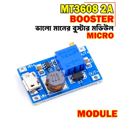 Picture of DC to DC MT3608 Micro USB Step Up Boost Converter - Power Supply Boost Module 2V-24V to 5V-28V 2A - Efficient Voltage Boosting Solution