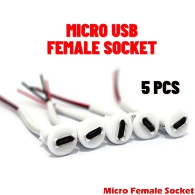 Picture of Micro USB Female Socket Panel Mount With Cable-5Pcs - White