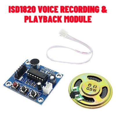 Picture of ISD1820 Sound Voice Recording Playback module with mini - sound audio speakers - Blue