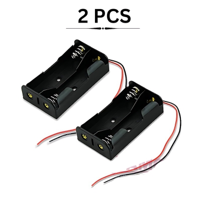 Picture of 18650 2 Tank Rechargeable Battery Holder Two Slot Plastic Storage Box Case With Leads Cable Wire-2PCS