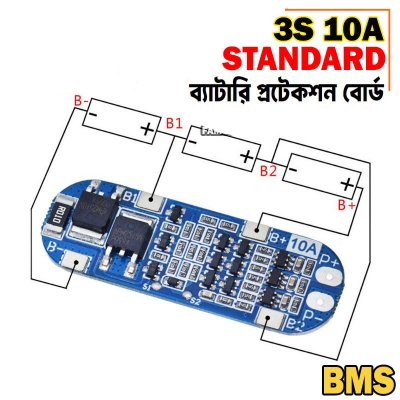 Picture of BMS 3S 10A 12.6V 3x18650 Lithium Battery Charger Protection Board Li-ion Charging Module for Wifi Router DIY Drill-1PCS - Battery Management System - Blue