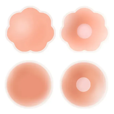 Picture of Cool Reusable Nipple Stickers Self-Adhesive Silicone Pad Cover Pad Natural Color 1 Pair