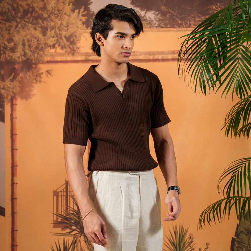 Picture of Napoli Brown Knit Polo