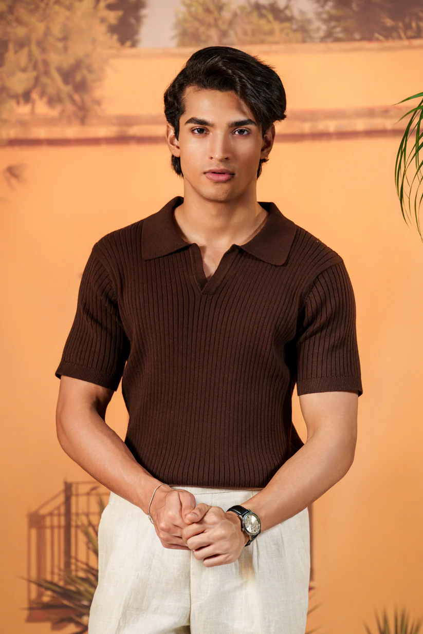 Picture of Napoli Brown Knit Polo