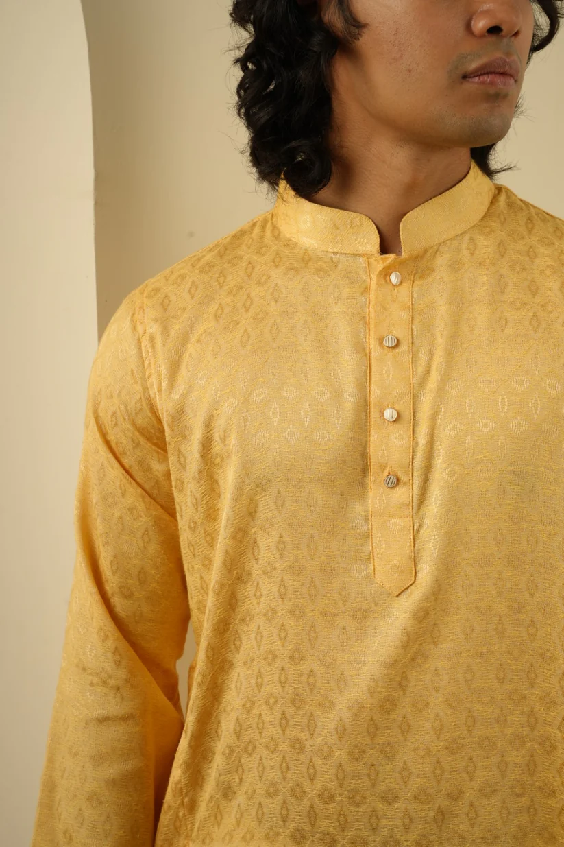 Picture of Nahyan Jacquard Panjabi in Matte Gold