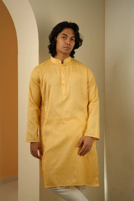 Picture of Nahyan Jacquard Panjabi in Matte Gold