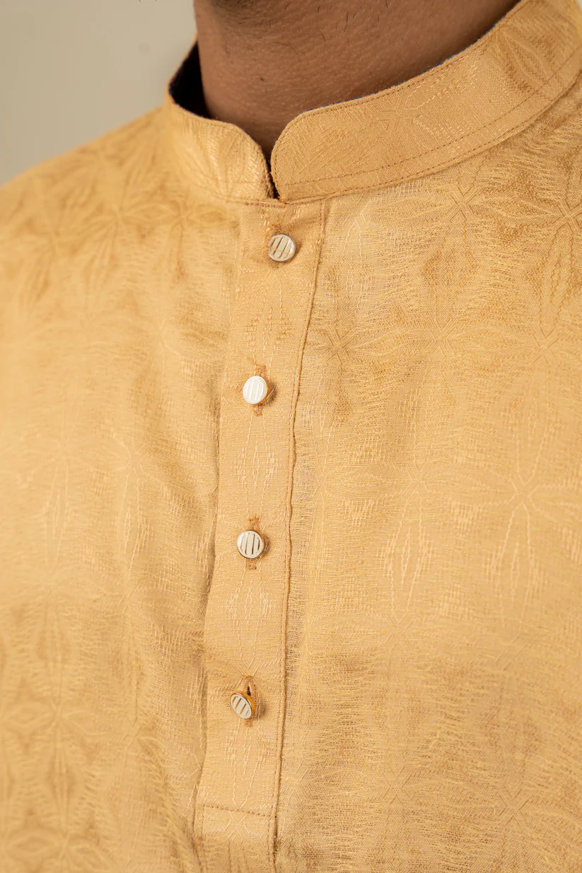 Picture of Nahyan Jacquard Kurta in Heather Gold