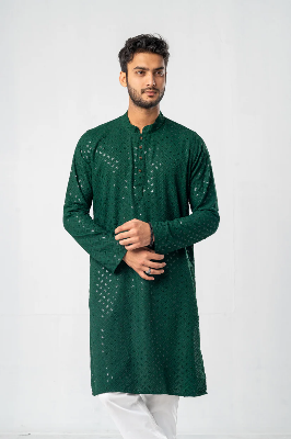 Picture of Feisal Embroidered Punjabi in Emerald Green