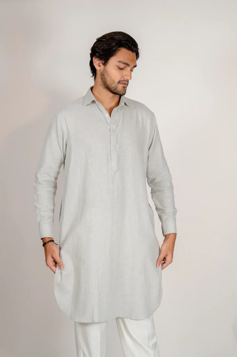 Picture of Aarib Structured Contemporary Kurta - Faded Green