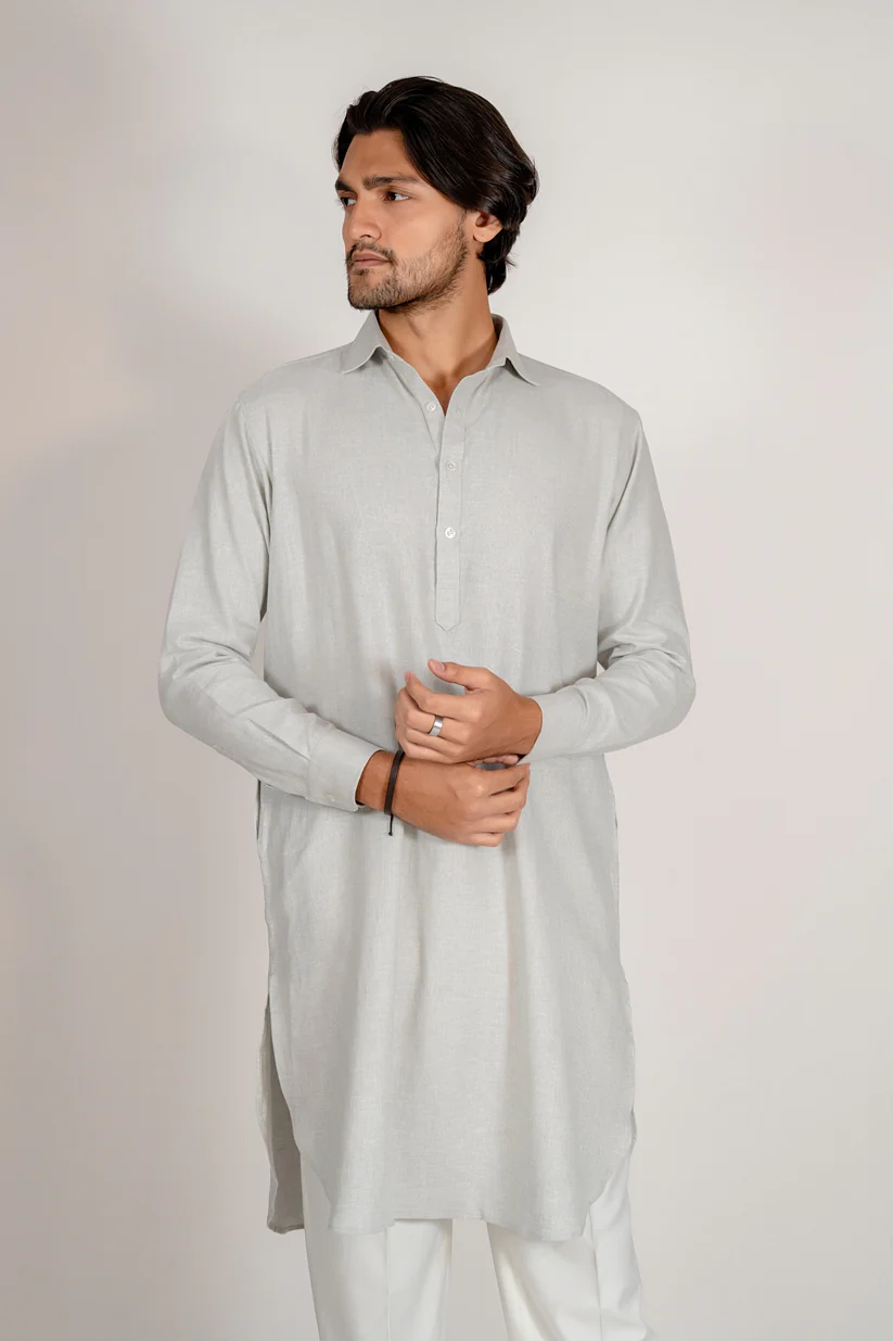 Picture of Aarib Structured Contemporary Kurta - Faded Green