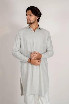 Picture of Aarib Structured Contemporary Kurta - Faded Green