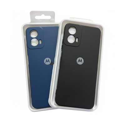 Picture of Motorola Moto G45 5G Silicone Shockproof Back Case Black and Blue Slim Design
